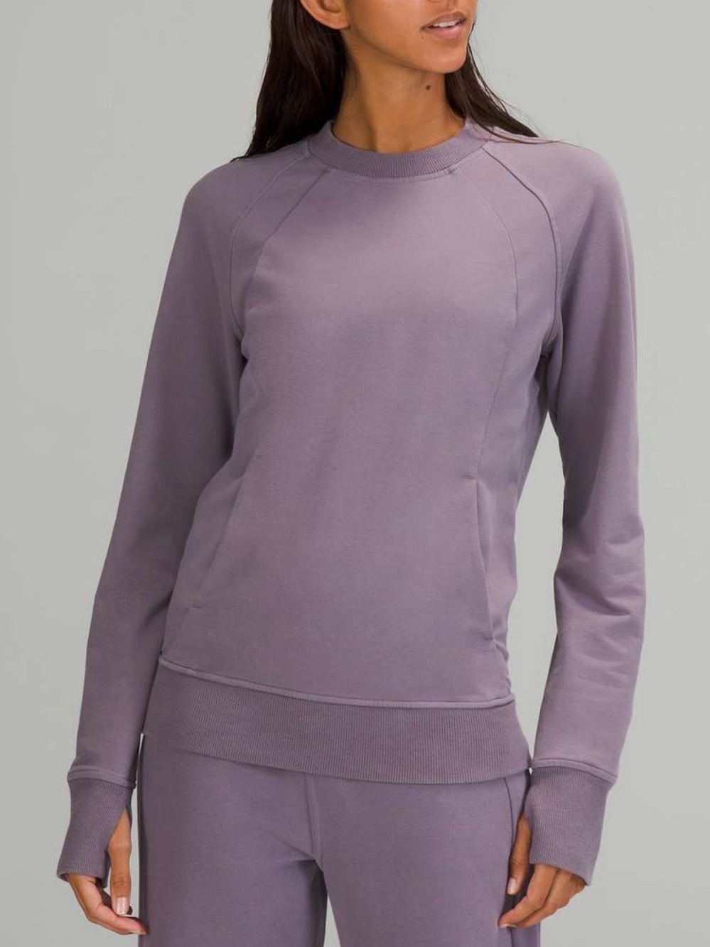 Scuba Crew Sweatshirt Lululemon Dusky Lavender Thumbholes Pocket Size 8